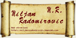 Miljan Radomirović vizit kartica